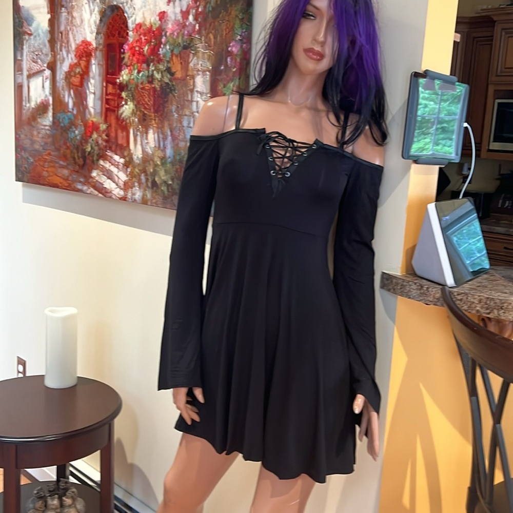 Killstar 4th Dimension Dress Black Off Shoulder XS Gothic Alternative nwt